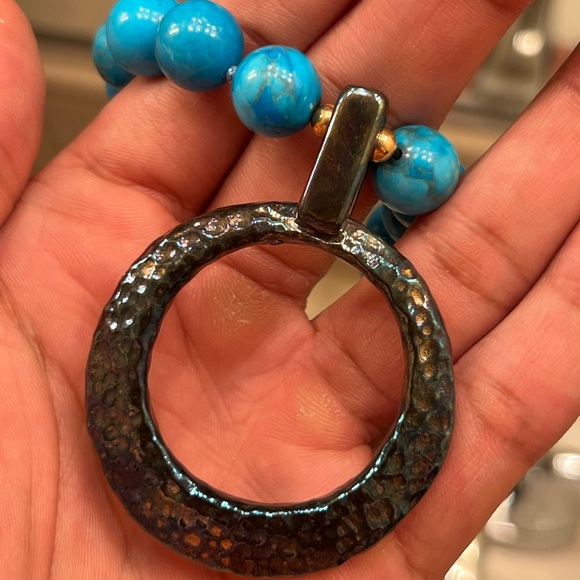 SIMON SEBBAG TURQUOISE STONE PENDANT NECKLACE - Picture 3 of 4